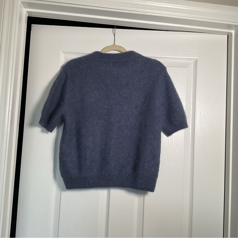H&M Short Sleeve Blue Sweater, Mohair/Wool blend - Picture 3 of 9